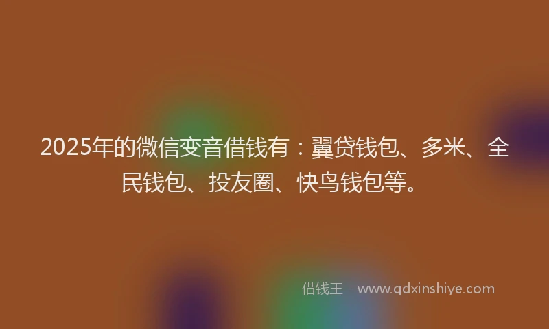 2025年的微信变音借钱有：翼贷钱包、多米、全民钱包、投友圈、快鸟钱包等。