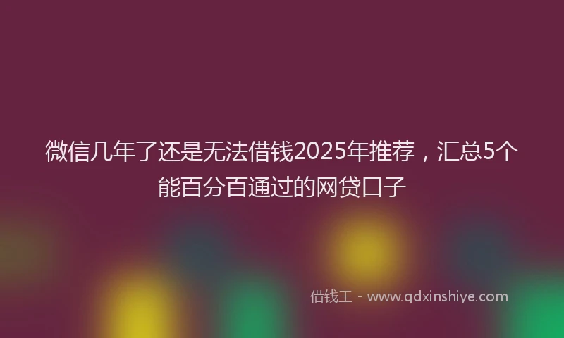 微信几年了还是无法借钱2025年推荐，汇总5个能百分百通过的网贷口子