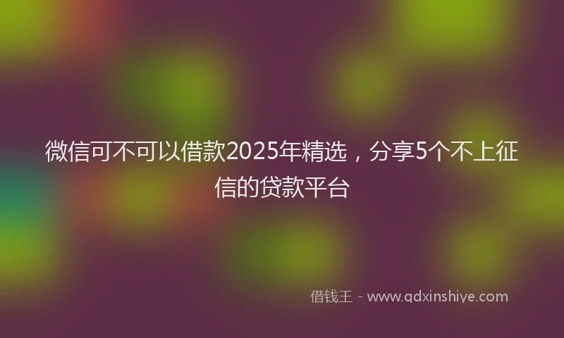 微信可不可以借款2025年精选，分享5个不上征信的贷款平台