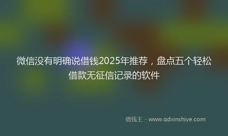 微信没有明确说借钱2025年推荐，盘点五个轻松借款无征信记录的软件
