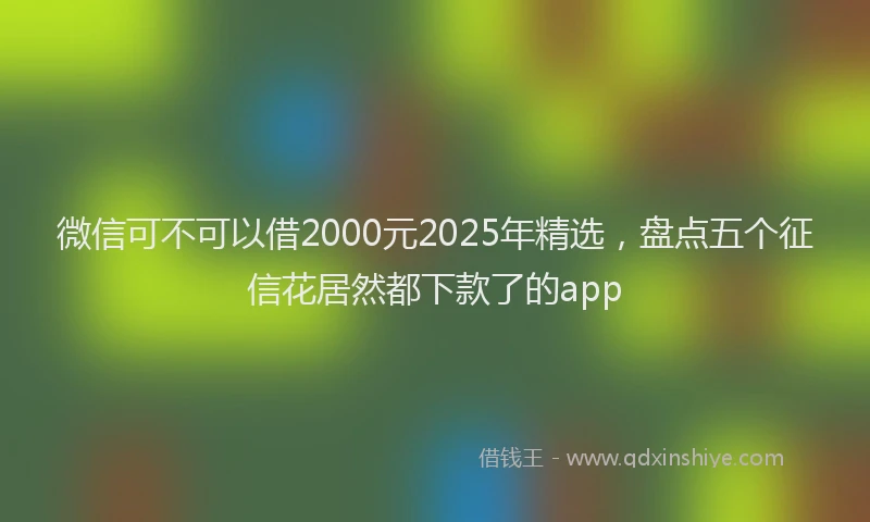 微信可不可以借2000元2025年精选，盘点五个征信花居然都下款了的app
