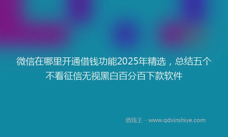 微信在哪里开通借钱功能2025年精选，总结五个不看征信无视黑白百分百下款软件