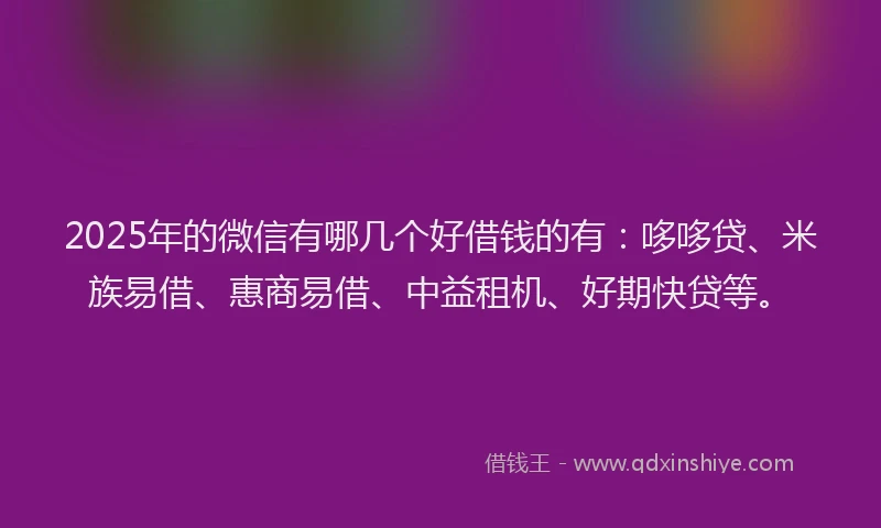 2025年的微信有哪几个好借钱的有：哆哆贷、米族易借、惠商易借、中益租机、好期快贷等。