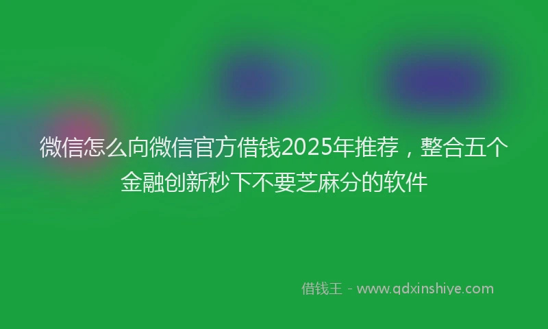 微信怎么向微信官方借钱2025年推荐，整合五个金融创新秒下不要芝麻分的软件