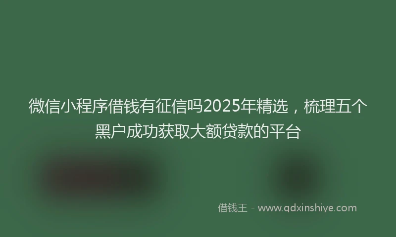 微信小程序借钱有征信吗2025年精选，梳理五个黑户成功获取大额贷款的平台
