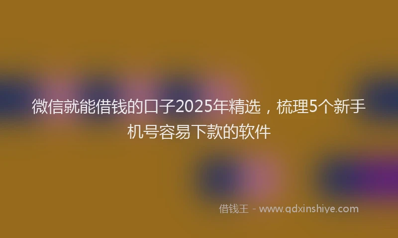 微信就能借钱的口子2025年精选，梳理5个新手机号容易下款的软件