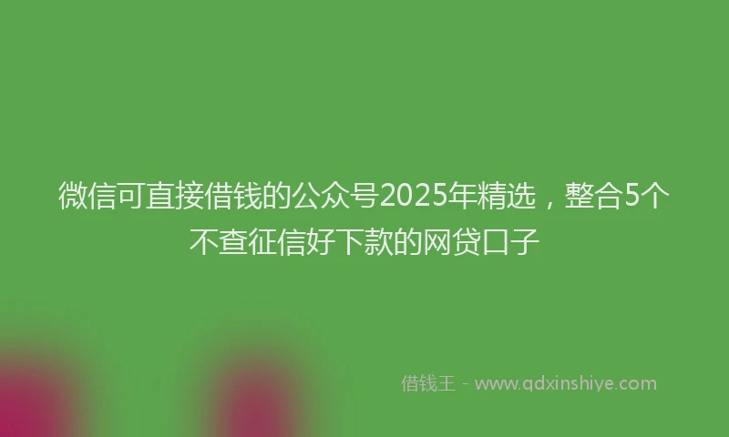 微信可直接借钱的公众号2025年精选，整合5个不查征信好下款的网贷口子