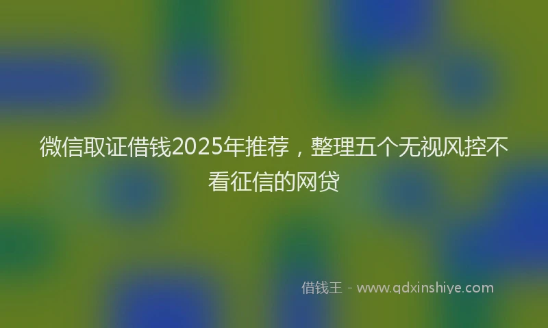 微信取证借钱2025年推荐，整理五个无视风控不看征信的网贷