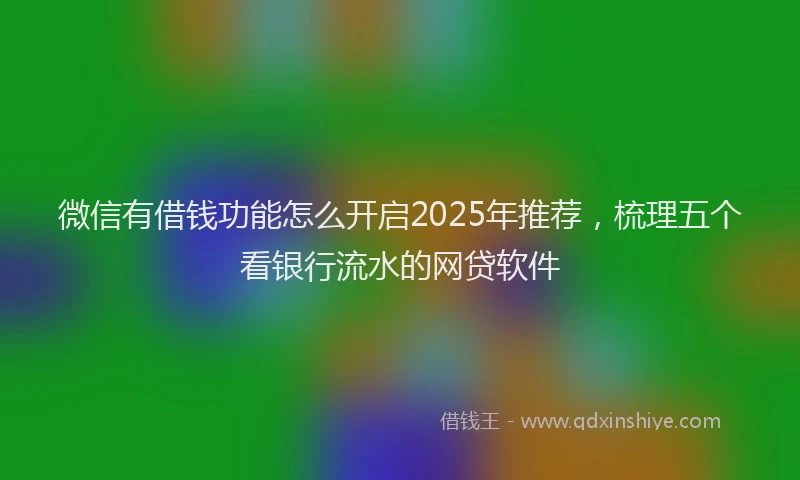 微信有借钱功能怎么开启2025年推荐，梳理五个看银行流水的网贷软件