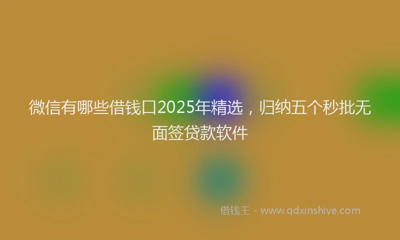 微信有哪些借钱口2025年精选，归纳五个秒批无面签贷款软件