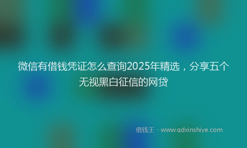 微信有借钱凭证怎么查询2025年精选，分享五个无视黑白征信的网贷