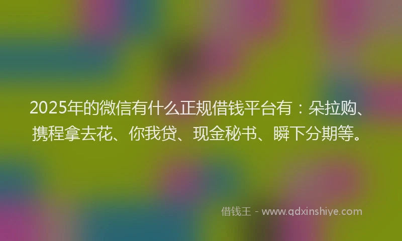 2025年的微信有什么正规借钱平台有：朵拉购、携程拿去花、你我贷、现金秘书、瞬下分期等。