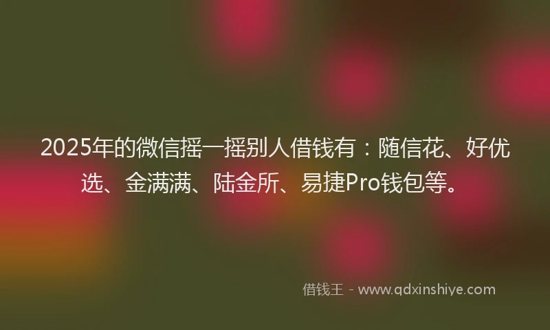 2025年的微信摇一摇别人借钱有：随信花、好优选、金满满、陆金所、易捷Pro钱包等。