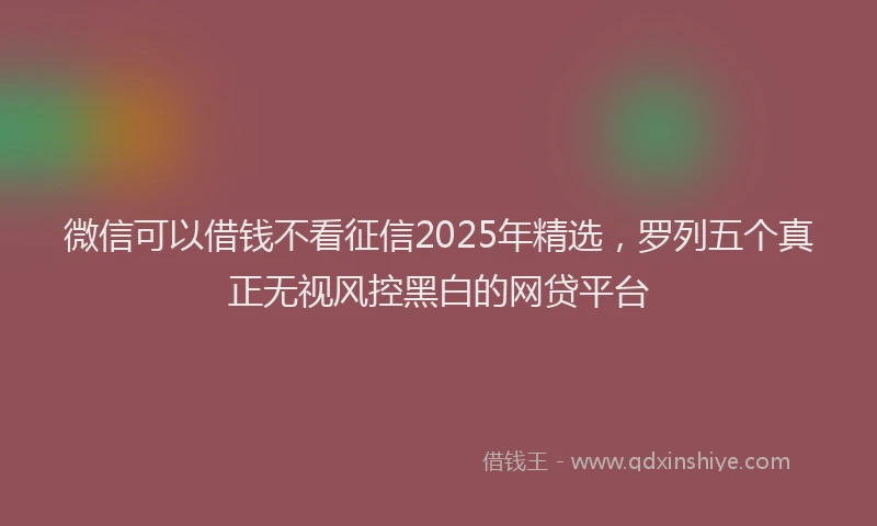 微信可以借钱不看征信2025年精选，罗列五个真正无视风控黑白的网贷平台