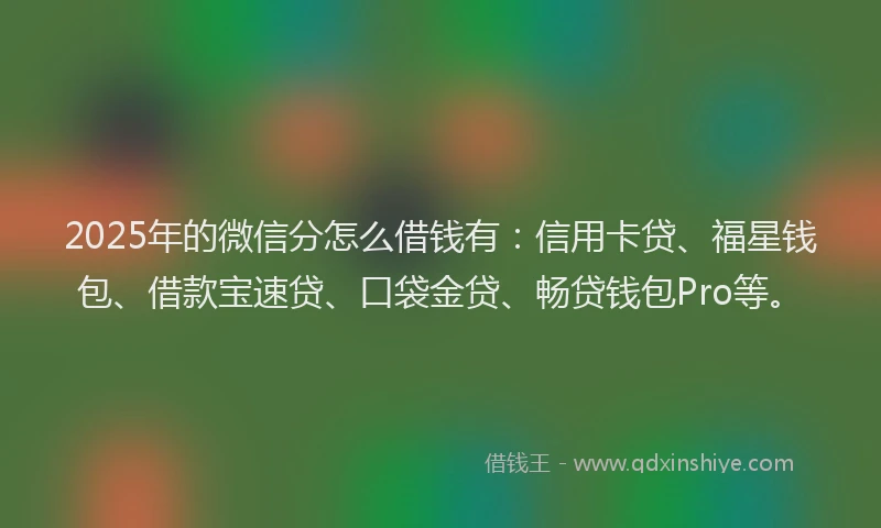 2025年的微信分怎么借钱有：信用卡贷、福星钱包、借款宝速贷、口袋金贷、畅贷钱包Pro等。