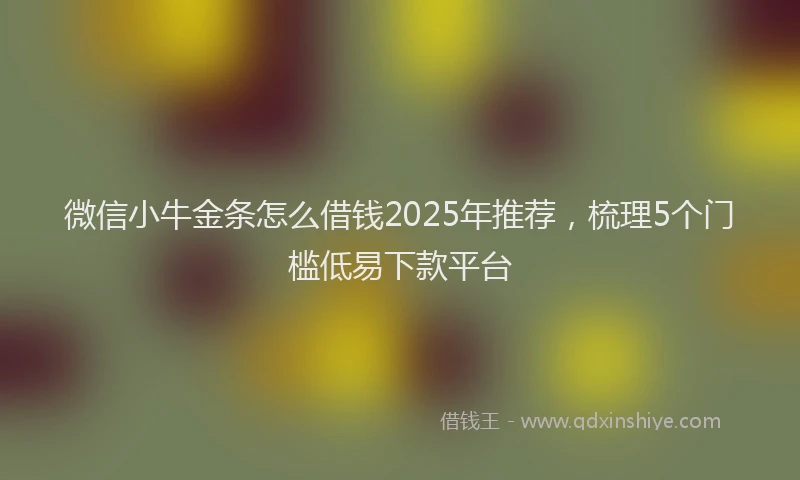 微信小牛金条怎么借钱2025年推荐，梳理5个门槛低易下款平台