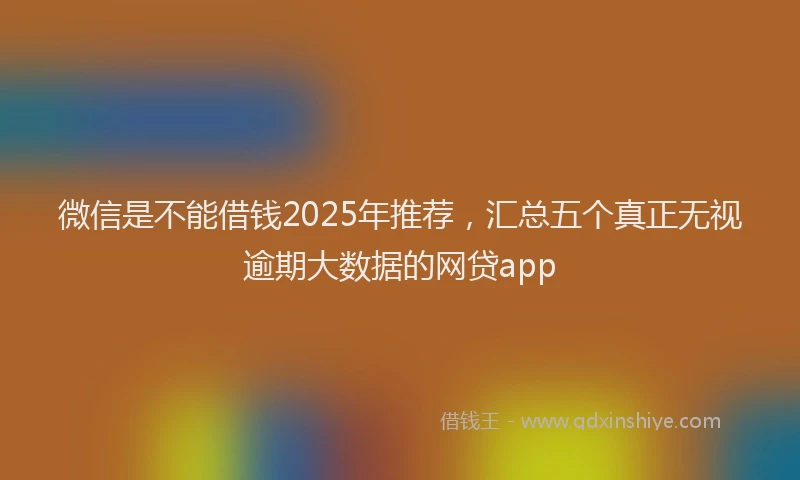 微信是不能借钱2025年推荐，汇总五个真正无视逾期大数据的网贷app