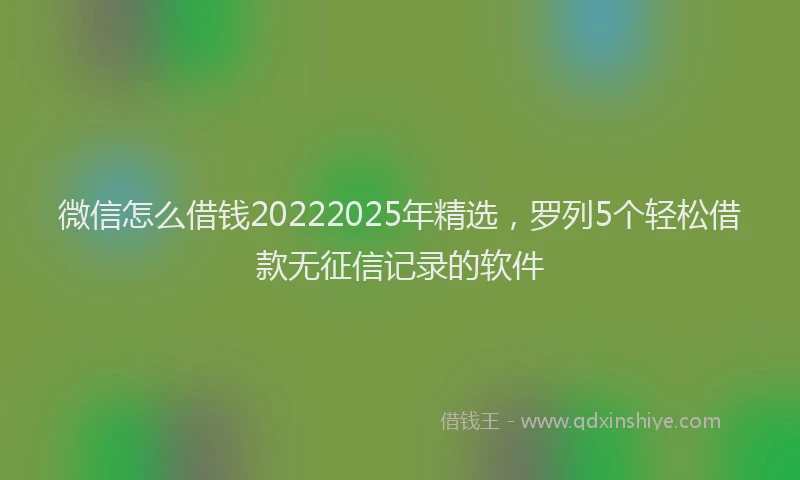 微信怎么借钱20222025年精选，罗列5个轻松借款无征信记录的软件