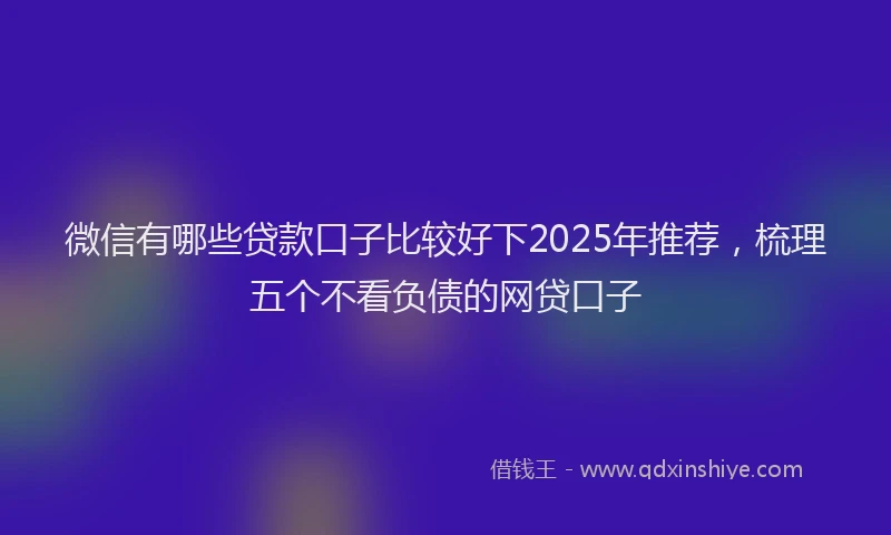 微信有哪些贷款口子比较好下2025年推荐，梳理五个不看负债的网贷口子
