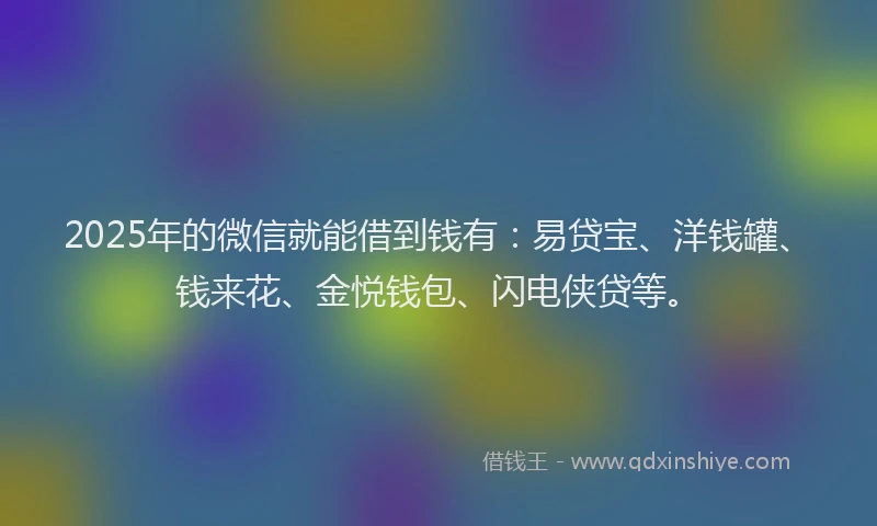 2025年的微信就能借到钱有：易贷宝、洋钱罐、钱来花、金悦钱包、闪电侠贷等。