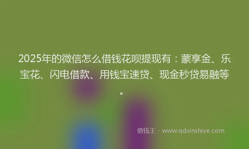 2025年的微信怎么借钱花呗提现有：蒙享金、乐宝花、闪电借款、用钱宝速贷、现金秒贷易融等。