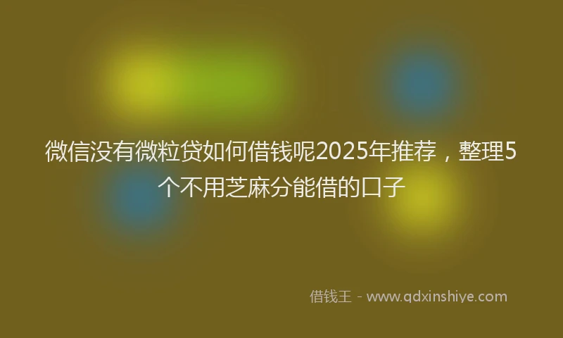 微信没有微粒贷如何借钱呢2025年推荐，整理5个不用芝麻分能借的口子