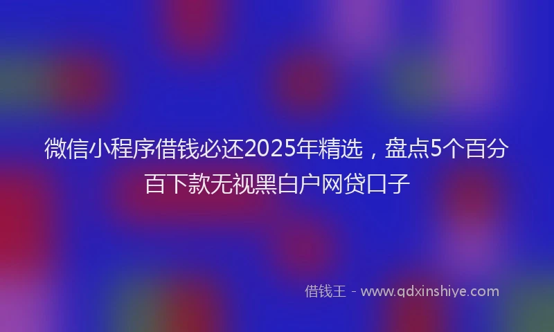 微信小程序借钱必还2025年精选，盘点5个百分百下款无视黑白户网贷口子