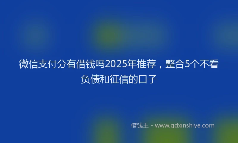 微信支付分有借钱吗2025年推荐，整合5个不看负债和征信的口子