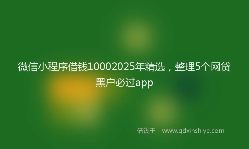 微信小程序借钱10002025年精选，整理5个网贷黑户必过app