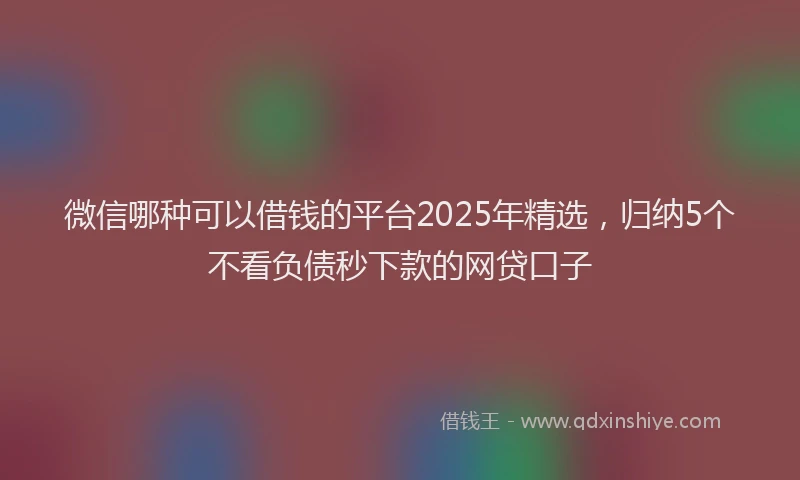微信哪种可以借钱的平台2025年精选，归纳5个不看负债秒下款的网贷口子