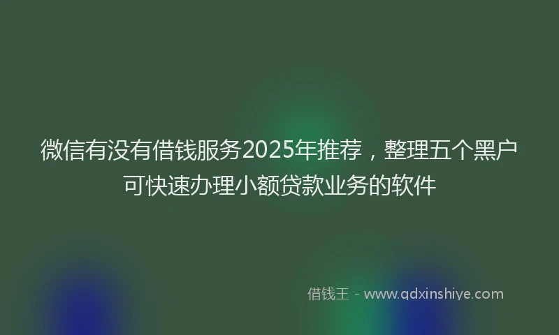 微信有没有借钱服务2025年推荐，整理五个黑户可快速办理小额贷款业务的软件