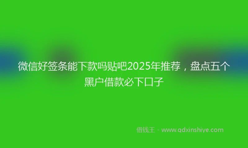 微信好签条能下款吗贴吧2025年推荐，盘点五个黑户借款必下口子