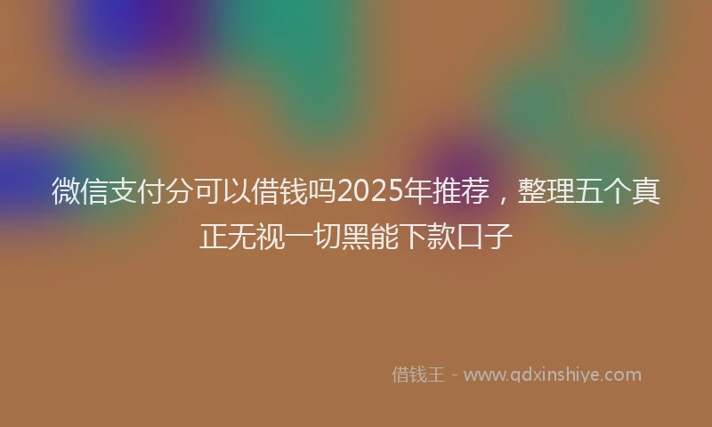微信支付分可以借钱吗2025年推荐，整理五个真正无视一切黑能下款口子