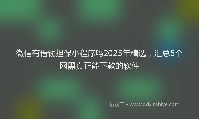 微信有借钱担保小程序吗2025年精选，汇总5个网黑真正能下款的软件