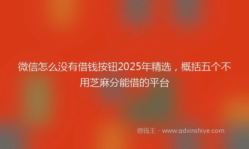 微信怎么没有借钱按钮2025年精选，概括五个不用芝麻分能借的平台