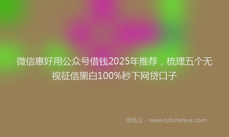 微信惠好用公众号借钱2025年推荐，梳理五个无视征信黑白100%秒下网贷口子