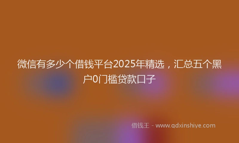 微信有多少个借钱平台2025年精选，汇总五个黑户0门槛贷款口子