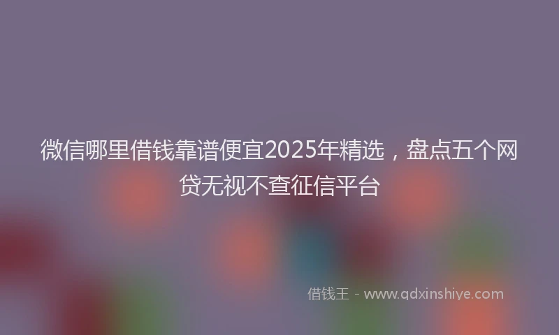 微信哪里借钱靠谱便宜2025年精选，盘点五个网贷无视不查征信平台