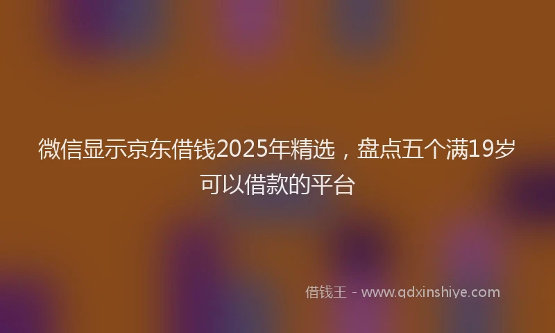 微信显示京东借钱2025年精选，盘点五个满19岁可以借款的平台