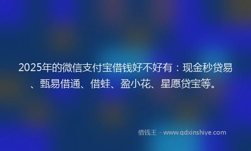 2025年的微信支付宝借钱好不好有：现金秒贷易、甄易借通、借蛙、盈小花、星愿贷宝等。