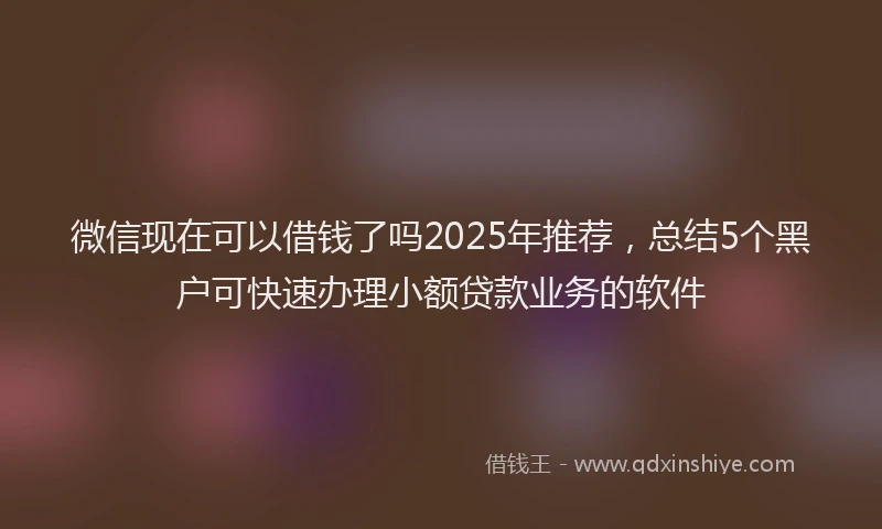微信现在可以借钱了吗2025年推荐，总结5个黑户可快速办理小额贷款业务的软件