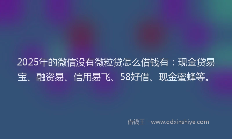 2025年的微信没有微粒贷怎么借钱有：现金贷易宝、融资易、信用易飞、58好借、现金蜜蜂等。