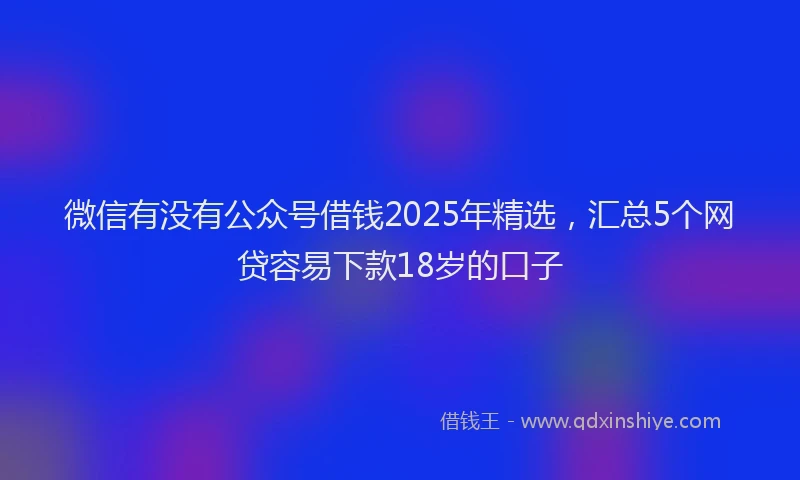 微信有没有公众号借钱2025年精选，汇总5个网贷容易下款18岁的口子