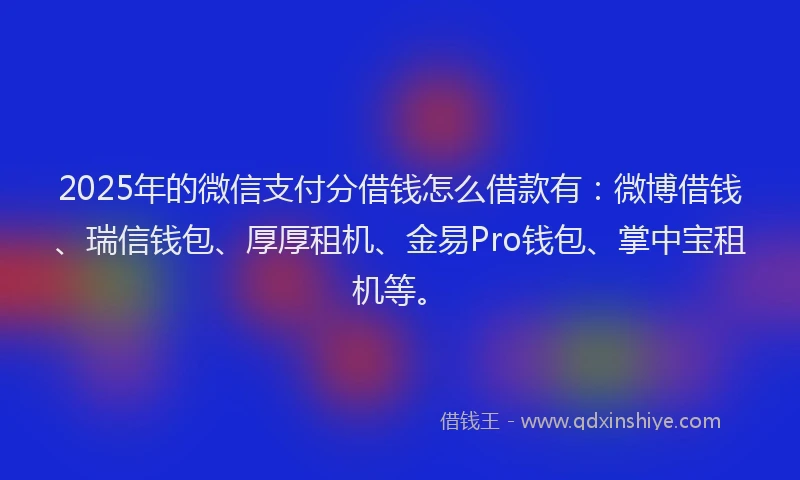 2025年的微信支付分借钱怎么借款有：微博借钱、瑞信钱包、厚厚租机、金易Pro钱包、掌中宝租机等。