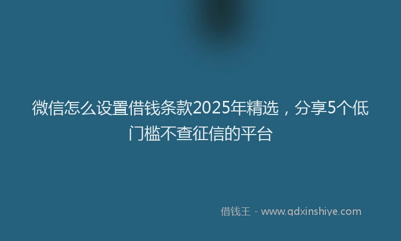 微信怎么设置借钱条款2025年精选，分享5个低门槛不查征信的平台