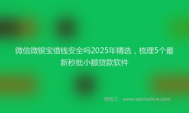 微信微银宝借钱安全吗2025年精选，梳理5个最新秒批小额贷款软件
