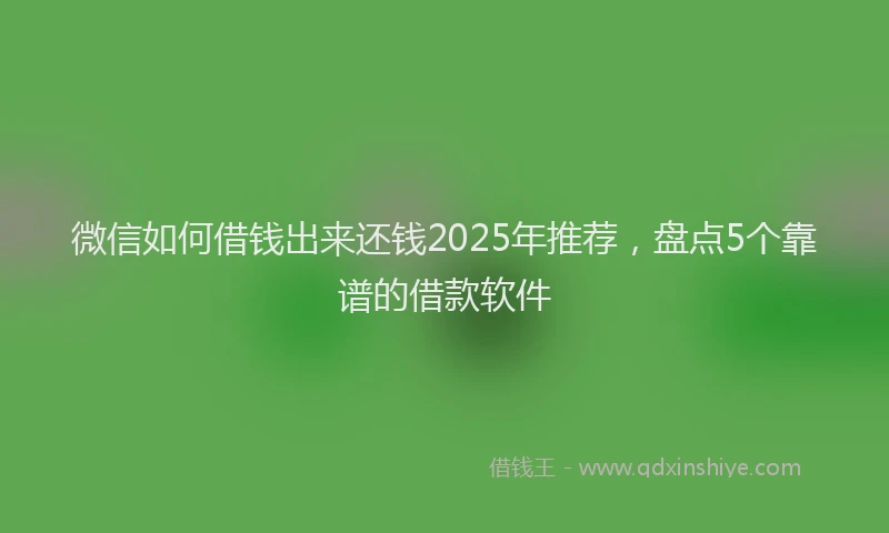 微信如何借钱出来还钱2025年推荐，盘点5个靠谱的借款软件