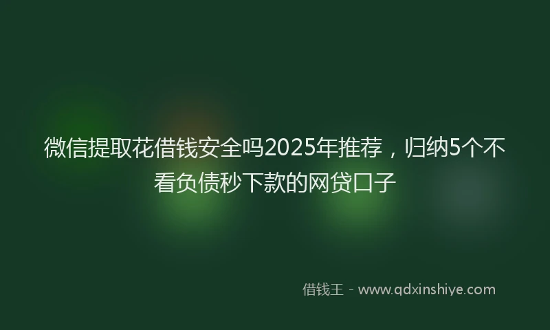 微信提取花借钱安全吗2025年推荐，归纳5个不看负债秒下款的网贷口子