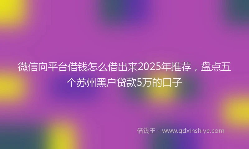 微信向平台借钱怎么借出来2025年推荐，盘点五个苏州黑户贷款5万的口子