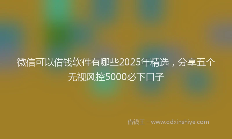 微信可以借钱软件有哪些2025年精选，分享五个无视风控5000必下口子
